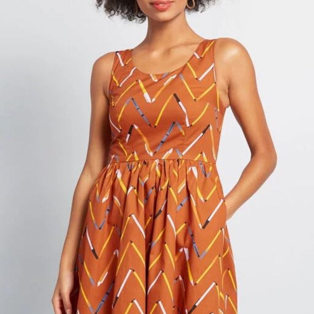 Modcloth Pen prin tA-line  dress